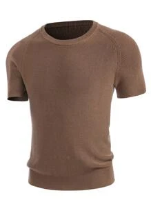 Manfinity Homme Hombres Top de punto unicolor de manga raglán