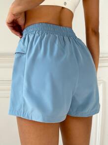 Gameset SHEIN Sport Elastic Waist Pocket Patched Sports Shorts - Dusty Blue - View 2