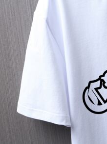 Manfinity Homme Men Letter Graphic Tee - White - View 3