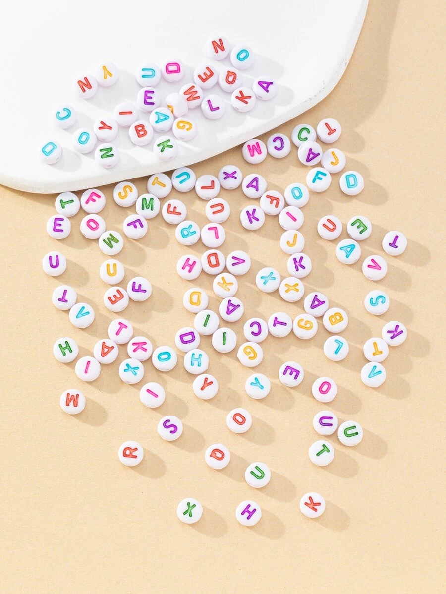 100入組字母細節DIY珠子 - 彩色 - 查看 1