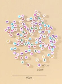 100入組字母細節DIY珠子 - 彩色 - 查看 3