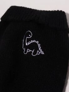 1pc Dinosaur Embroidered Pet Sweater - Black - View 5