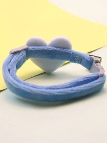 1pc Random Color Heart & Bow Decor Pet Collar - Multicolor - View 2