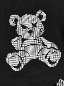 Manfinity VCAY Men Bear Print Tee & Plaid Drawstring Waist Shorts - Multicolor - View 4