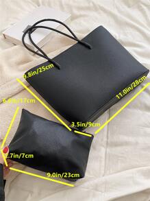 輕便商務休閒荔枝紋壓花方形包帶內袋適合少女女大學生、新秀和白領完美適合辦公室、工作、商務、通勤最佳女式工作包適合少女女大學生、新秀和白領適合辦公室、大學、工作、商務、通勤、戶外、旅行、郊遊的工人 - 黑色 - 查看 7