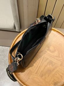 Zip Front Square Bag With Coin Purse - Black - View 5