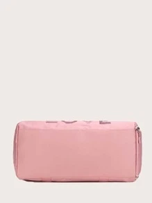 Nylon Carry-on Luggage Travel Bag, Letter Print Tote Duffle Bag - Pink - View 4