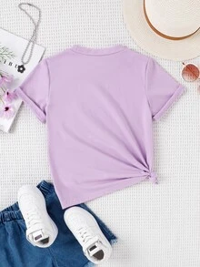 Girls Unicorn & Butterfly Print Tee - Lilac Purple - View 2