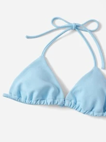 SHEIN Qutie 後背繫帶掛脖上衣和短褲 - 淺藍色 - 查看 4