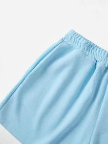 SHEIN Qutie 後背繫帶掛脖上衣和短褲 - 淺藍色 - 查看 5