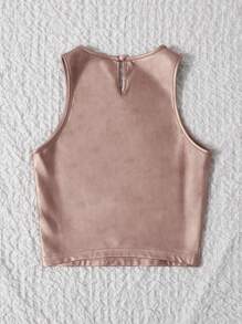 SHEIN Muchic 素色PU皮革背心上衣 - 淺粉色 - 查看 2