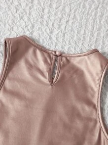 SHEIN Muchic 素色PU皮革背心上衣 - 淺粉色 - 查看 5