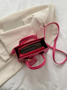 Túi đeo chéo Nữ màu trơn Có thể điều chỉnh được Đôi tay cầm Mốt - Màu Hồng Tươi - Xem 4