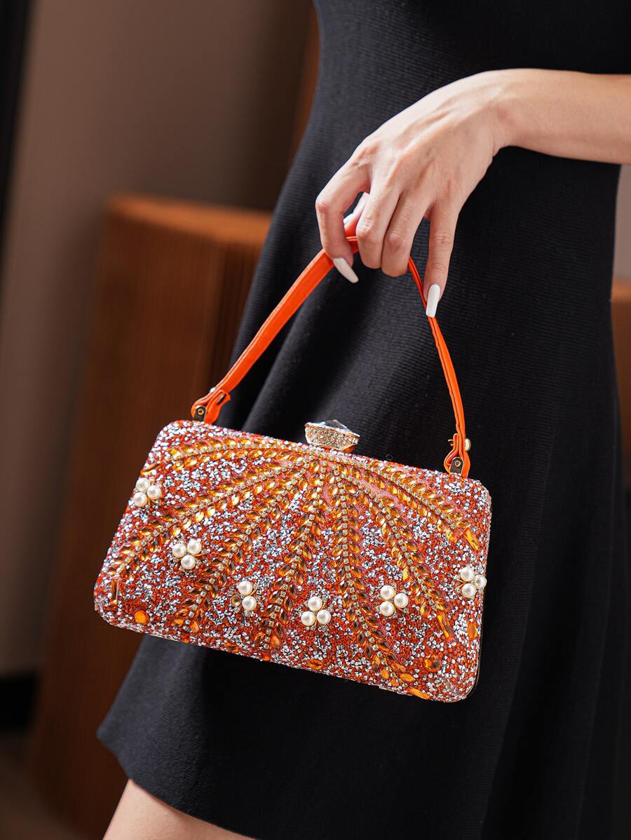Mini Bolso De Mano Rígido Con Decoración De Diamantes De Imitación Para Fiesta De Noche - Multicolor - Ver 1