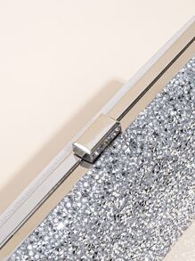 Efektowne, eleganckie, wykwintne, ciche, luksusowe cekiny, stylowe, luksusowe, błyszczące kobiety Błyszcząca torebka z kopertówką Brokatowa torba wieczorowa Bling wieczorowa torebka na wesele do tańca Sztuczna perła, kryształ górski na imprezę, dziewczynę, kobietę, pannę młodą idealną na imprezę, wesele, bal, kolację/ Bankiet - Srebro - Zobacz 3