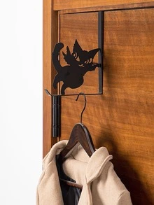 1pc Cat Decor Door Back Hanging Hook - Black - View 2