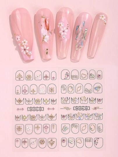 Beauty Sticker 2sheets Floral Pattern Nail Art Sticker