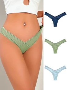 3pack Lace Trim Panty Set - Multicolor - View 1