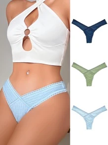 3pack Lace Trim Panty Set - Multicolor - View 3