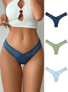 3pack Lace Trim Panty Set - Multicolor - View 4