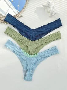 3pack Lace Trim Panty Set - Multicolor - View 5