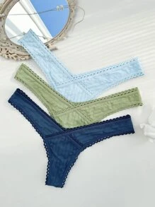 3pack Lace Trim Panty Set - Multicolor - View 7