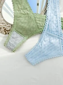 3pack Lace Trim Panty Set - Multicolor - View 8