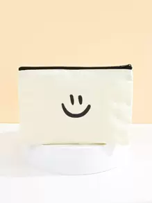 2 件时尚简约帆布拉链化妆包，适用于化妆品、护肤品和美容工具、旅行收纳包 - 米色 - 查看 1