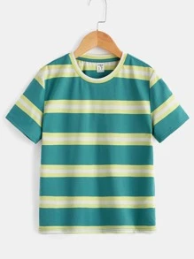 SHEIN Boys Striped Print Tee - Multicolor - View 2