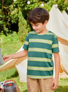 SHEIN Boys Striped Print Tee - Multicolor - View 4