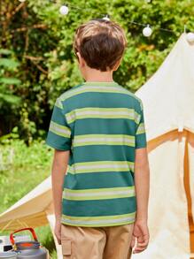 SHEIN Boys Striped Print Tee - Multicolor - View 8