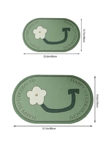 1pc Floral & Slogan Graphic Anti-slip Bath Rug - Multicolor - View 2