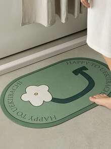 1pc Floral & Slogan Graphic Anti-slip Bath Rug - Multicolor - View 3