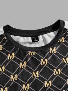 Manfinity ModaGents Men Letter Graphic Contrast Side Seam Short Sleeve Tee & Shorts, Vintage