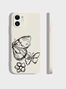 Butterfly Pattern Phone Case - Beige - View 1