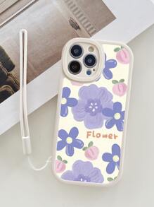 Flower Pattern Phone Case With Lanyard - Multicolor - View 2