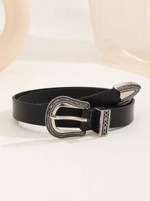 Cinturón con hebilla geométrica - Negro - Ver 1