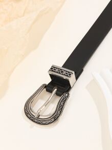 Cinturón con hebilla geométrica - Negro - Ver 3