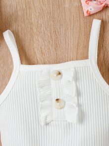 Bebé Body de tirantes fruncido & Shorts bajo a capas & Accesorio Diadema - Multicolor - Ver 7
