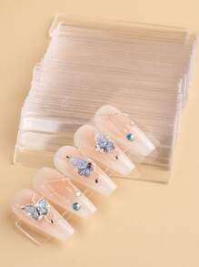 FULL BEAUTY 48 buc unghii false transparente, suport pentru afișare unghii, bandă pentru manichiură, accesorii pentru unghii, instrumente pentru unghii, instrumente pentru arta unghiilor, înapoi la școală, unghii, instrumente pentru unghii pentru presare