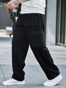 Manfinity Men Flap Pocket Side Cargo Jeans - Black - View 4