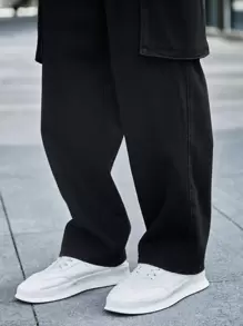 Manfinity Men Flap Pocket Side Cargo Jeans - Black - View 7