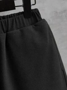 SHEIN Boys Letter Graphic Two Tone Tee & Shorts - Black - View 3