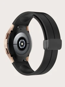 1pc Silicone Plain Watchband Compatible With Samsung Galaxy Watch - Black - View 2