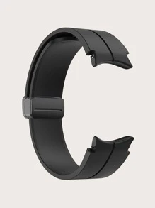 1pc Silicone Plain Watchband Compatible With Samsung Galaxy Watch - Black - View 5