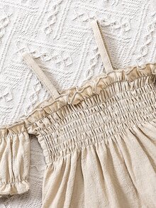 Bebé Vestido de hombros descubiertos bajo con fruncido - Albaricoque - Ver 4