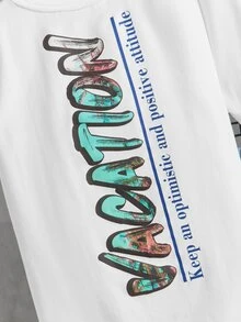 SHEIN 小孩T卹&短褲， slogen設計 - 霧霾藍 - 查看 4