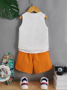 SHEIN 男孩熱帶印花背心和短褲 - 彩色 - 查看 2