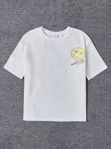 SHEIN 男孩卡通和標語圖案T恤