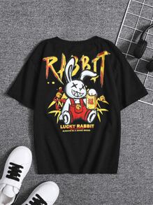 SHEIN Boys Cartoon Graphic Tee - Black - View 1